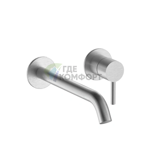 Смеситель для раковины Fantini Nostromo: встраиваемая модель на 2 отверстия с удлинённым изливом, нержавеющая сталь (50 93 E812B) - фото 1