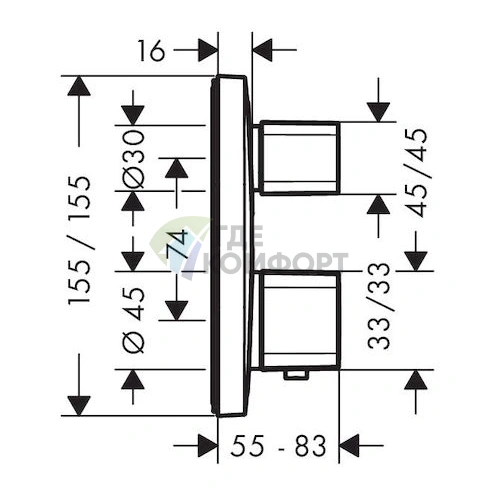 Термостат для ванны с душем Hansgrohe Ecostat E 15708000 - фото 3