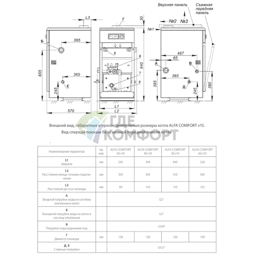 Газовый напольный одноконтурный котел ACV Alfa Comfort 60 v15 - фото 2