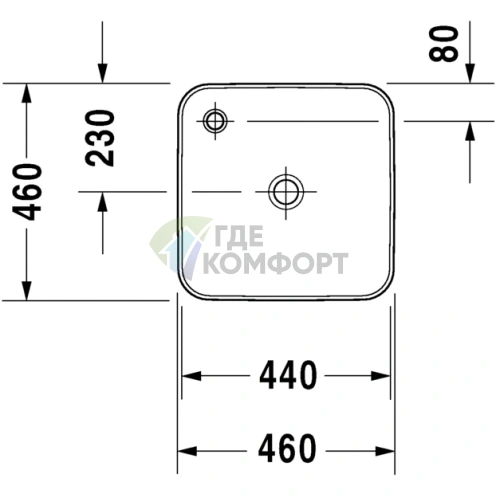 Раковина Duravit Starck 1 с подиумом 460x460 мм белая (2322460000) - фото 2