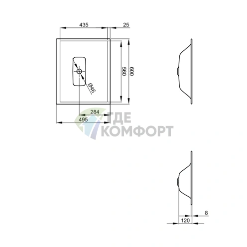 Раковина BETTELUX встраеваемая на столешницу 60x49 5x6-12см без отвпод смесительитель без перелива с крепежем цвет белый - фото 2