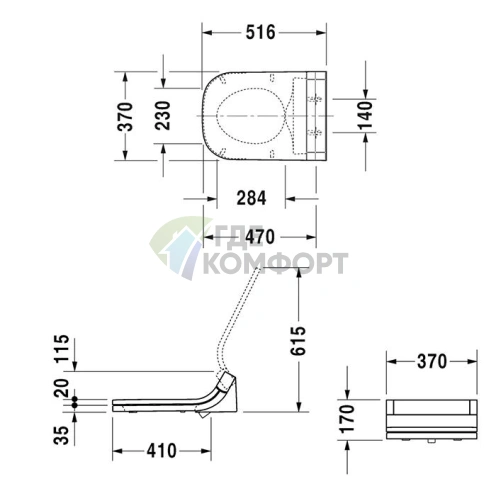 Сиденье-биде Duravit SensoWash Starck для унитаза Happy D с пультом ДУ, белое (610300002000300) - фото 2