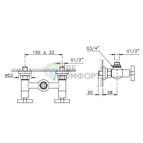 Двухвентильный смеситель для душа Nicolazzi Mac Kinley 05 хром (2225CR29) - фото 2