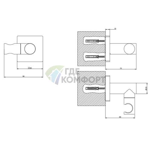 GESSI Rilievo Поворотный держатель для душевой лейки, цвет Nero XL (59160#299) - фото 2
