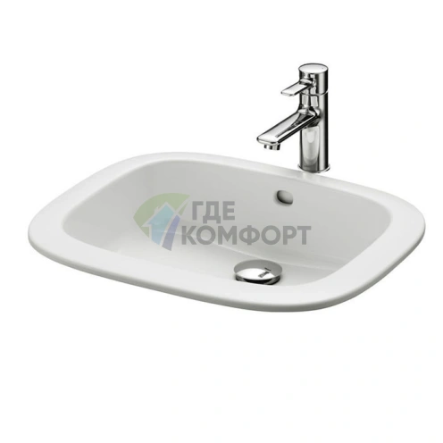 Встраиваемая раковина TOTO Public 530x450 мм белого цвета с технологией CeFiONtect (LW763Y#XW) - фото 1