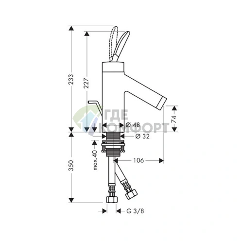 Смеситель для раковины AX Starck 70, хром, с донным клапаном (10010000) - фото 2