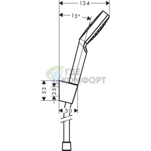 Душевой набор HG Crometta: ручной душ с держателем и шлангом 160 см, белый/хром (26567400) - фото 2
