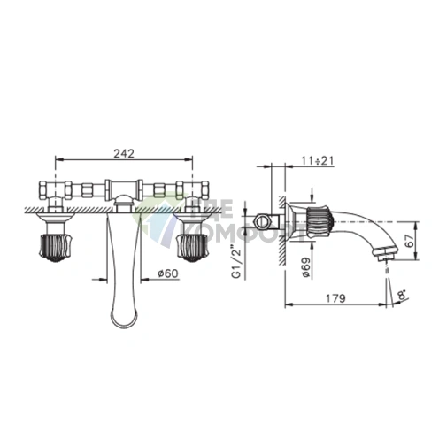 Смеситель для раковины встраиваемый Nicolazzi Onice хром (2177CR09O) - фото 2