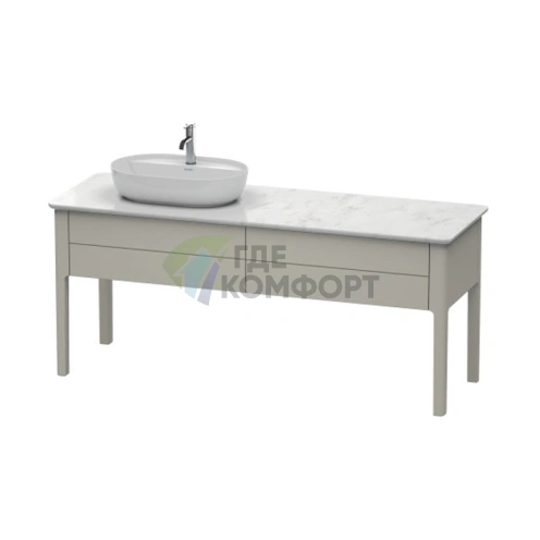 Напольная тумба Duravit Luv Compact 743 мм с 2 ящиками, шелковисто-матовый серо-коричневый (LU9563L6060) - фото 1