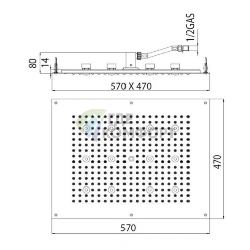 Верхний душ BOSSINI DREAM-RECTANGULAR 570x470 мм с 12 RGB LED и хромированным покрытием (H37455.030) - фото 2
