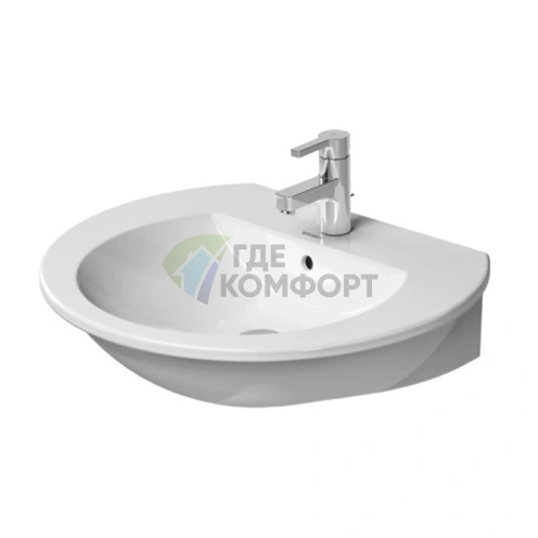 Раковина Duravit Darling New с переливом и 3 отверстиями под смеситель 550x480 мм белого цвета (2621550030) - фото 3
