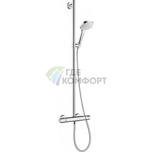 Душевая система HG Croma Select E с термостатом и 3-струйным ручным душем в цвете белый-хром (27248400) - фото 1