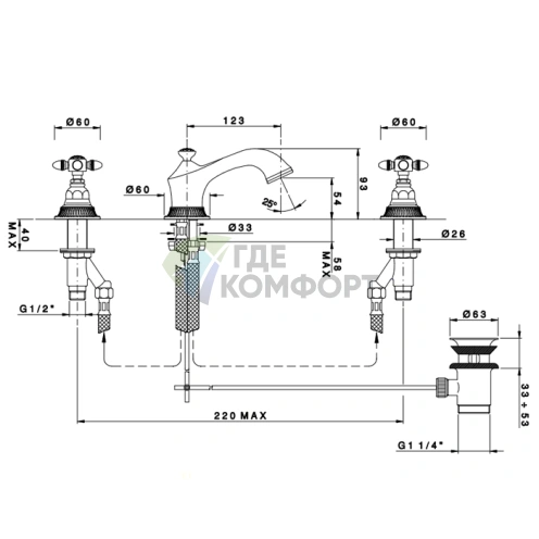 Смеситель для раковины Nicolazzi Impero с автоматическим изливом и донным клапаном, хром (1208CR36L) - фото 2