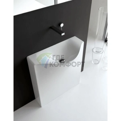 Раковина ArtCeram BACK напольная 75х345 h 85 см без отв под смесительитель с сифоном цвет белый - фото 1