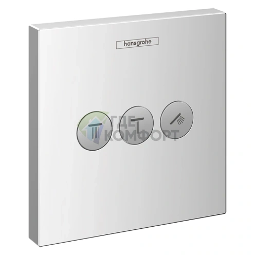 Встраиваемый вентиль ShowerSelect 330 на 3 источника с кнопками, хром (15764000) - фото 1