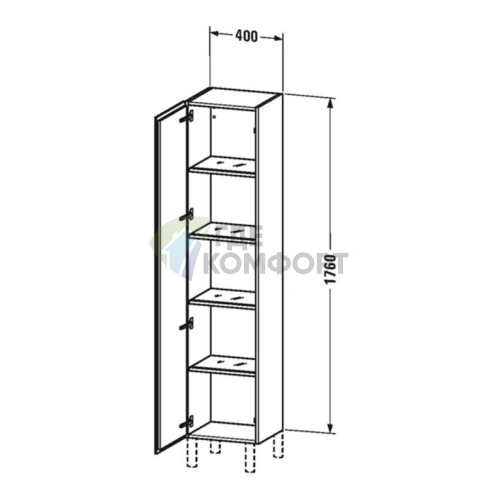 Подвесной шкаф Duravit 40x36,3x176 см, цвет Дуб кашемировый, 1 дверца, 4 полки (LC1180L1111) - фото 2