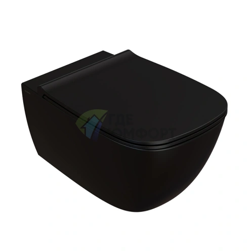 Подвесной унитаз GLOBO GENESIS 550x360 мм, безободковый, черный матовый (GNS02.AR) - фото 1