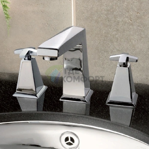 Смеситель для раковины Nicolazzi Margherita на 3 отверстия с изливом 154 мм в хромированном исполнении (1008CR38) - фото 1