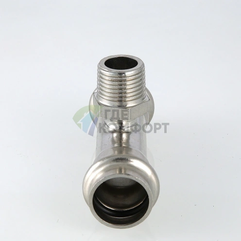 Пресс-тройник с наружной резьбой 18 х 3/4 х 18 мм из нержавеющей стали VTi.933.I.180518 VALTEC (ВАЛТЕК) - фото 3