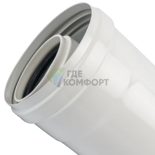 Элемент дымохода конденсационного Stout труба 500 мм DN60/100 м/п PP-FE SCA-8610-000500 - фото 2