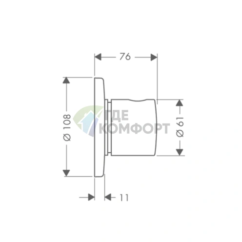 Встраиваемый смесительный вентиль AX Uno Trio/Quattro для внешнего монтажа, хром (38933000) - фото 2