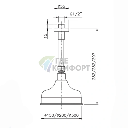 Верхний душ Nicolazzi 20 см, хром (5732CR20) - фото 2