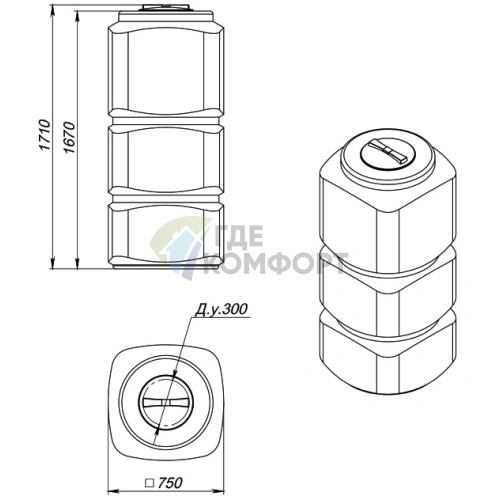 Емкость Экопром L 750 литров прямоугольная - фото 4