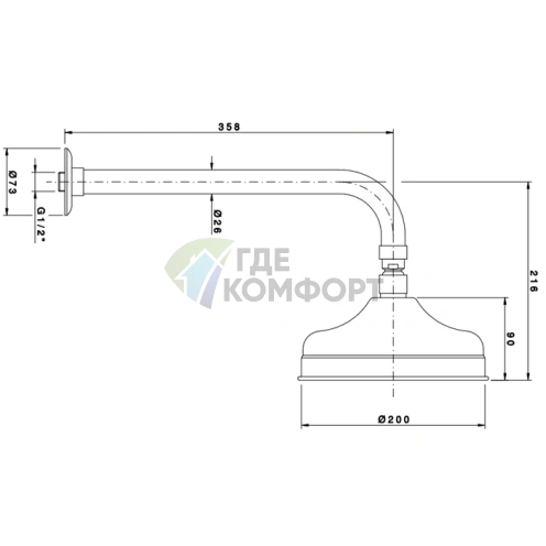 Верхний душ Nicolazzi 30 см в элегантном тёмно-бронзовом цвете (5702DB30) - фото 2