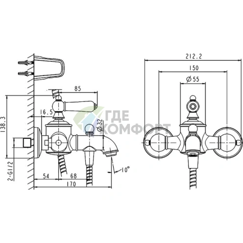 Смеситель для ванны с душем Bravat Art F675109C-B - фото 4