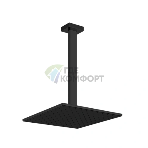 Душевая система Gessi Rettangolo с потолочным креплением 300x300 мм, регулируемая по высоте, черный (15199#299) - фото 1