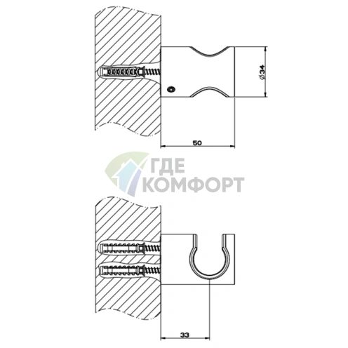 Держатель для душа GESSI 316: Настенное крепление в brushed black metal (54157#707) - фото 2