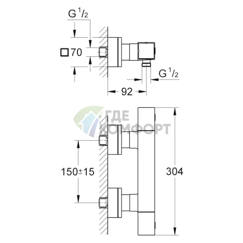 Термостат для душа Grohe Grohtherm Cube 34488000 со скрытым монтажом и латунным смесителем - фото 4
