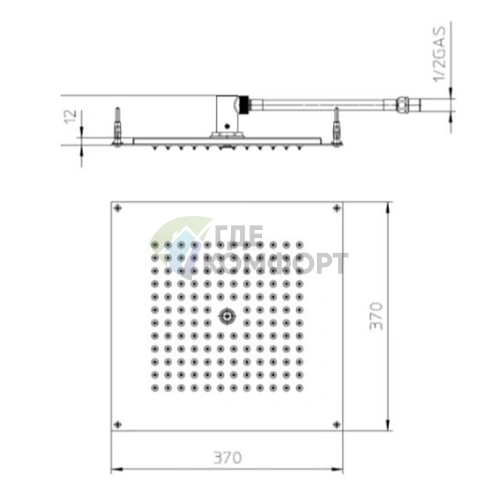 Верхний душ BOSSINI DREAM-CUBE 370x370 мм с элегантным матово-белым дизайном (H38381.045) - фото 2