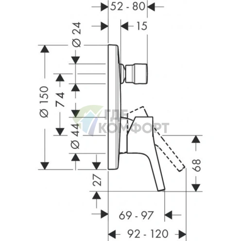 Встраиваемый смеситель для ванны Hansgrohe Talis S с переключателем, хром (72405000) - фото 2
