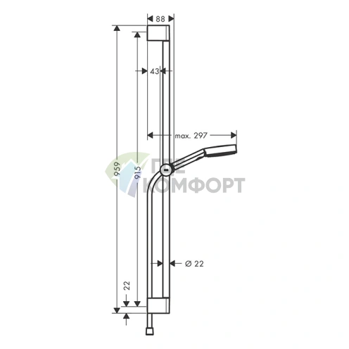 Душевой набор HANSGROHE PULSIFY со штангой и функцией 3jet Relaxation (24170000) - фото 2