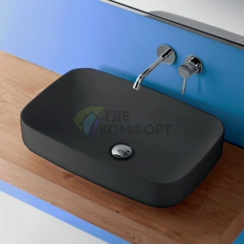 Kerasan Tribeca — накладная раковина 60×38×15 см без отверстия под смеситель, черный матовый (514131) - фото 1