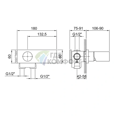 Сменный механизм смесителя для душа Fantini с подключением ½ (22 00 D063A) - фото 2