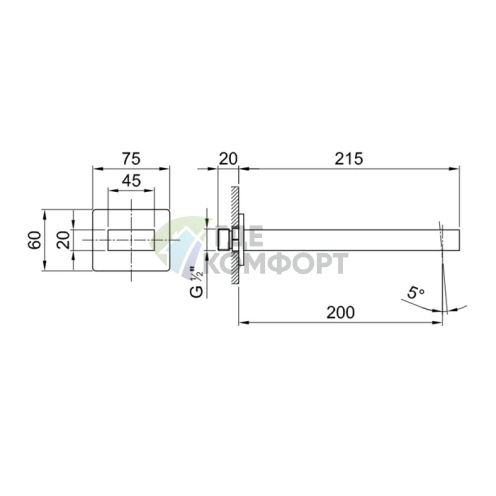 Смеситель для ванны Fantini Mint настенный в цвете хром (34 02 F045) - фото 2