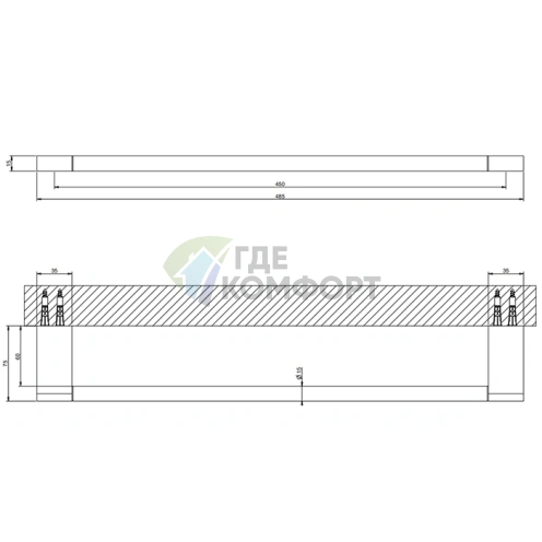 Полотенцедержатель GESSI Origini 45 см чёрный Brushed PVD (66502#707) - фото 2