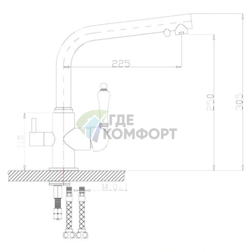 Смеситель Zorg ZR 313 YF-33 для кухни, черный металл - фото 2