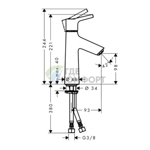 Смеситель для раковины Hansgrohe Talis S 100, хром (72021000) - фото 2