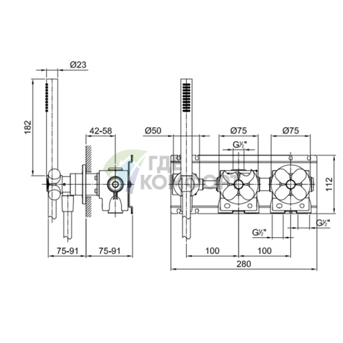 Fantini Механизм переключения для смесителя душа на 2 выхода 1/2 (22 00 0384A) - фото 2