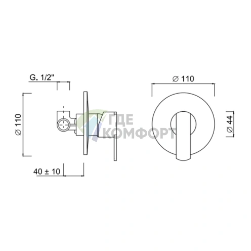 Встроенный однорычажный смеситель для душа SIMAS BERLIN хром (BEMMDI cr) - фото 2