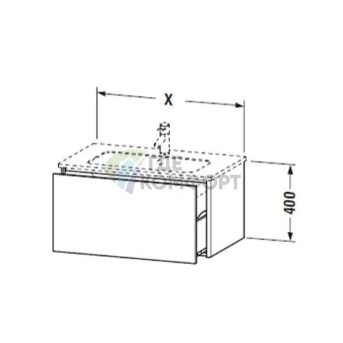 База под раковину Duravit XSquare 1010x478x400 мм с выдвижным ящиком, цвет графит матовый (XS407304949) - фото 2
