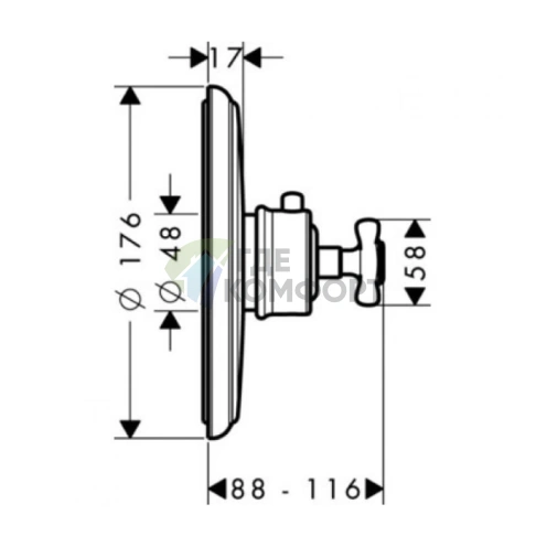 Термостат для душа AX Montreux встраиваемый, шлифованный никель (16815820) - фото 2
