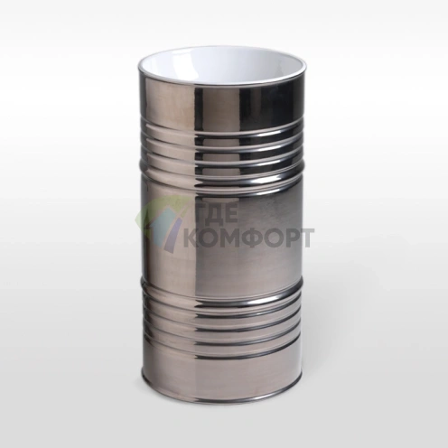 Свободностоящая раковина Kerasan Artwork BARREL ∅45×90 см без отверстия под смеситель со сливом в пол и сифоном в цвете Bianco-platino (4742K44) - фото 1