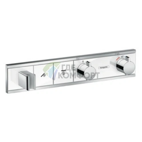 Встраиваемый термостат для душа Hansgrohe RainSelect на 2 источника с держателем, белый/хром (15355400) - фото 1