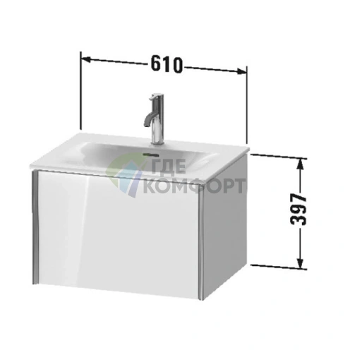 Подвесная тумба Duravit XViu 610x800x480 мм для раковины, цвет walnut dark/черный матовый (XV40320B221) - фото 2