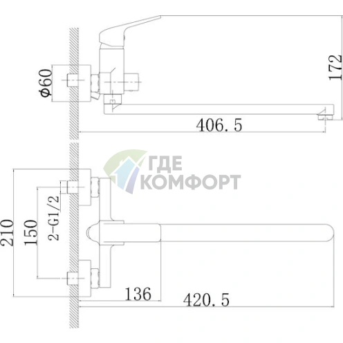 Смеситель Rossinka RS38-32 универсальный: Латунный корпус и двойной излив для максимального удобства - фото 2