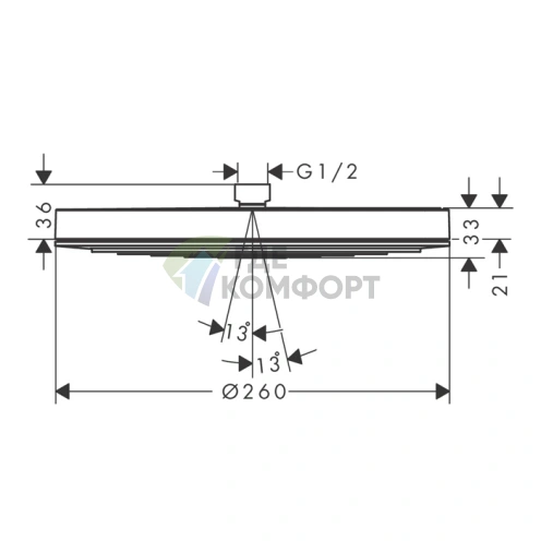 Верхний душ Hansgrohe Pulsify 260 мм с технологией EcoSmart – хром/графит (24141000) - фото 2